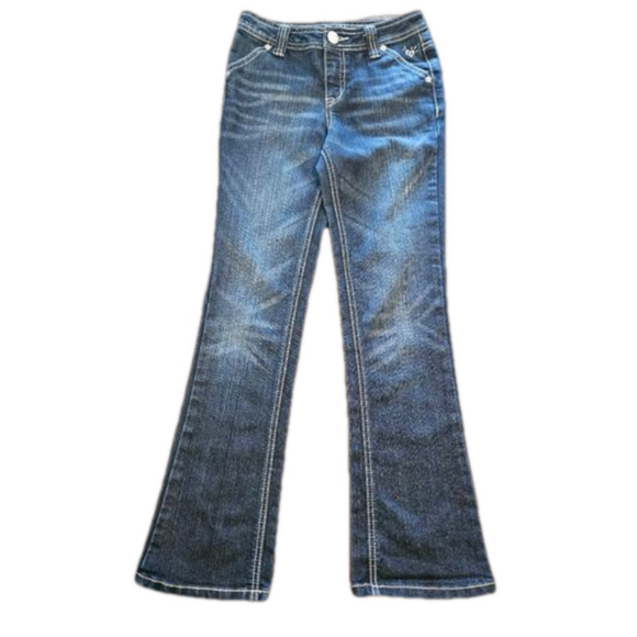 JUSTICE GIRL'S BOOTCUT MID-RISE OUTWARD STITCHING DETAIL SUPERCUTE JEANS SIZE 12 - Picture 3 of 16
